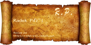 Radek Pál névjegykártya